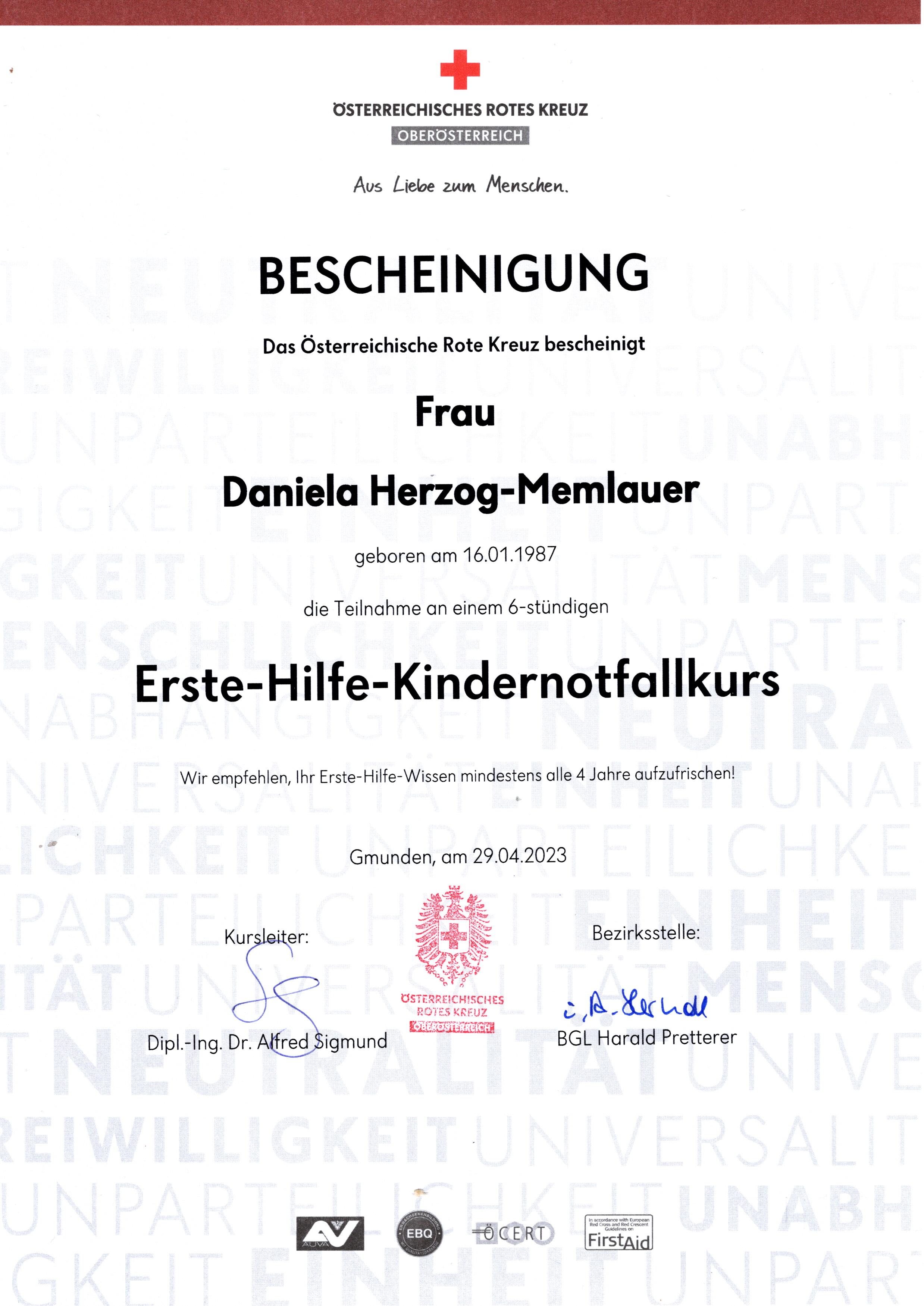 Erste-Hilfe-Kindernotfallkurs